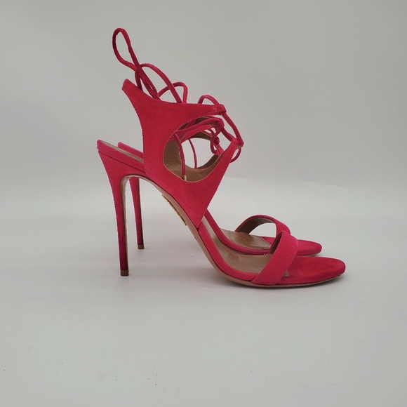 Aquazzura Colette Pink Suede Sandals - Picture 12 of 16